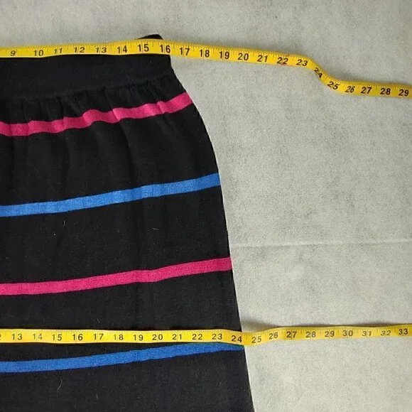 Regatta Sport Women's Wool Blend Multi Color Striped Stretchy Midi Skirt Size L - Picture 8 of 10